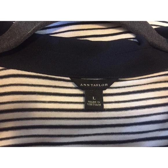 Anne Taylor (Large) Black Stripe Rayon Blend Top - Picture 5 of 6
